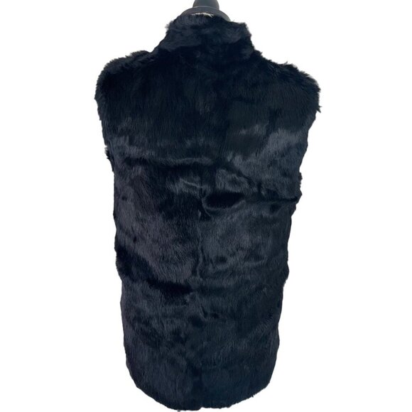 Hilary Radley Womens Vest Size Small Black Full Zip Rabbit Fur Casual - Picture 2 of 9